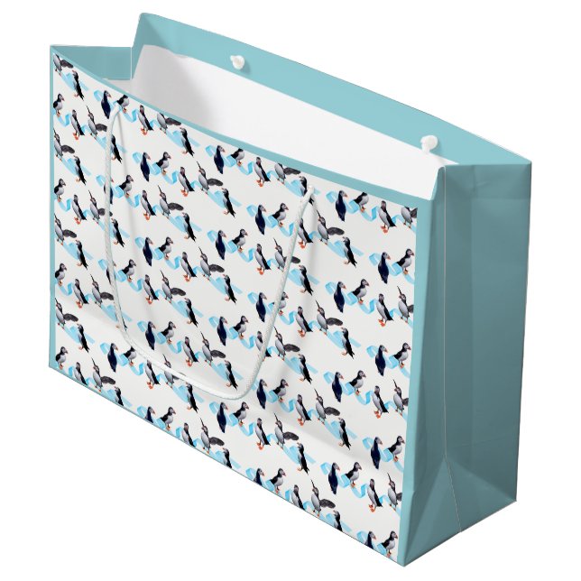 Grande Bolsa de regalo Puffin Party (Angulo Anverso)