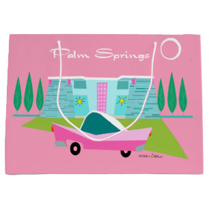 Grande Bolsa de regalo Retro Pink Palm Springs