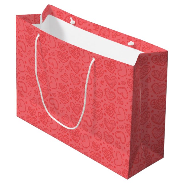 Grande Bolsa de regalo roja con corazones (Angulo Anverso)