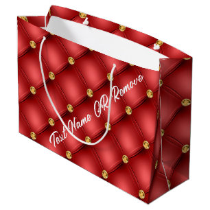 Grande Bolsa de regalo roja con texto personalizado y bor