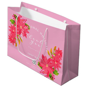 Grande Bolsa de regalo rosa de logotipo comercial de flor