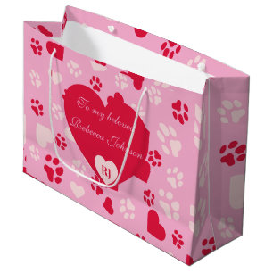 Grande Bolsa de regalo rosa de personalizable con modelo