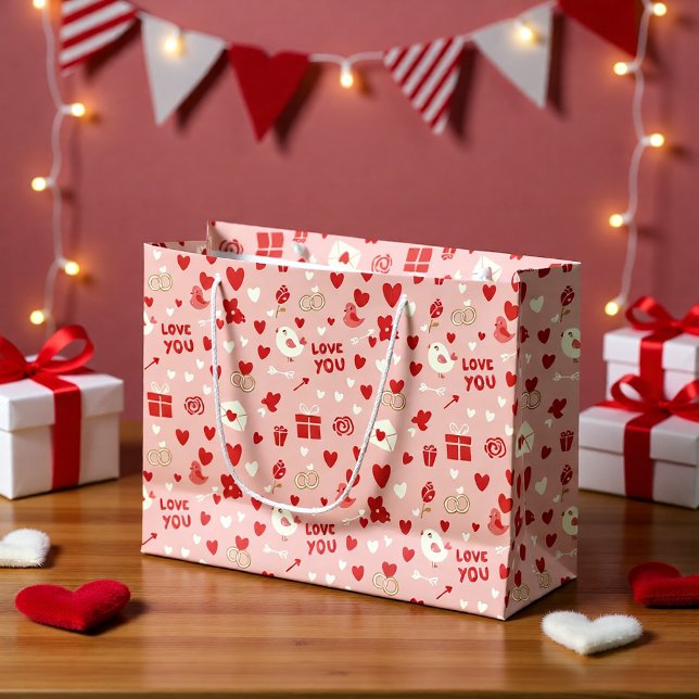 Grande Bolsa de regalo rosa del Día de San Valentín adora (Subido por el creador)