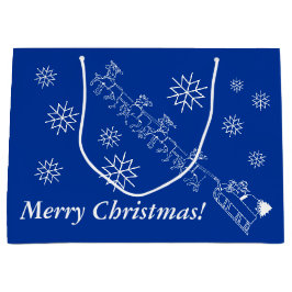 Grande Bolsa de regalo - Santa y Sleigh en Nieve (lrg)