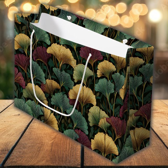 Grande Bolsa de regalo tonos joya con patrón de hoja de G (Subido por el creador)
