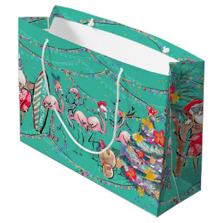Grande Bolsa de Regalo Tropical Surfing Santa Holiday