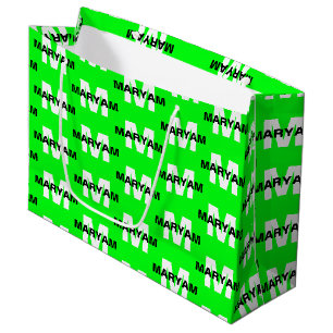 Grande Bolsa de regalo verde brillante con monograma de n