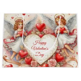Grande Bolsa de regalo Vintage Cherub Angels para el Día