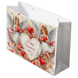 Grande Bolsa de regalo Vintage Cherub Angels para el Día 