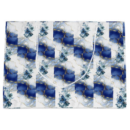 Grande Bolsa elegante de regalo de mármol azul