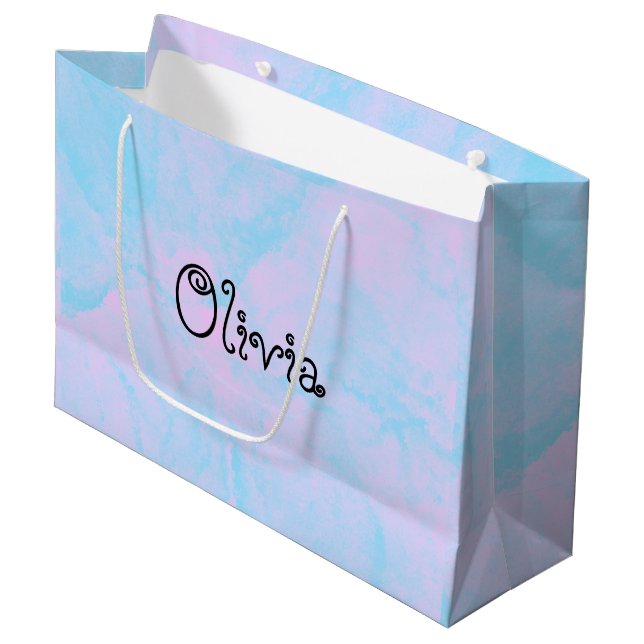 Grande Bolsa moderna de regalo rosa y azul claro (Angulo Anverso)
