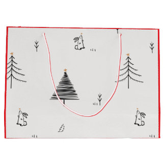 GRANDE BOLSA REGALO CONEJO Y ÁRBOL DE NAVIDAD