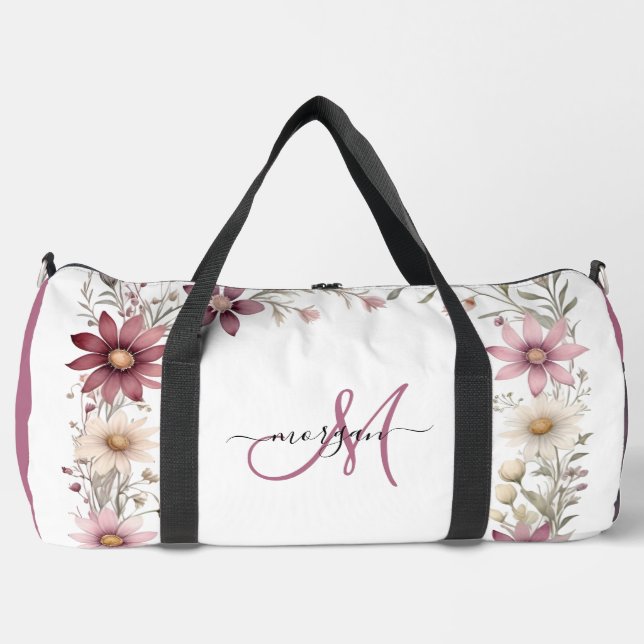 Grande Bolso de deporte personalizado con flores malva (Anverso)