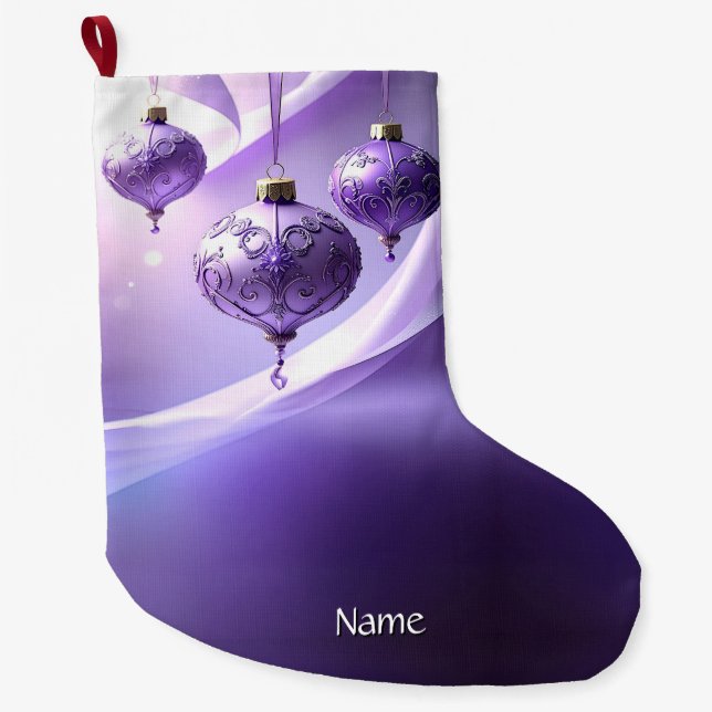 Grande Calcetín Navideño Decorativo Morado (Anverso)