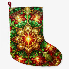 Grande Calcetín Navideño Decorativo Verde Rojo