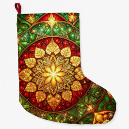 Grande Calcetín Navideño Decorativo Verde Rojo