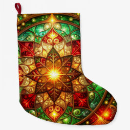 Grande Calcetín Navideño Decorativo Verde Rojo
