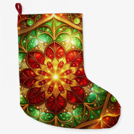 Grande Calcetín Navideño Decorativo Verde Rojo