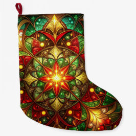 Grande Calcetín Navideño Decorativo Verde Rojo