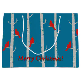 Grande Cardenales sobre la bolsa de regalo de los Navidad