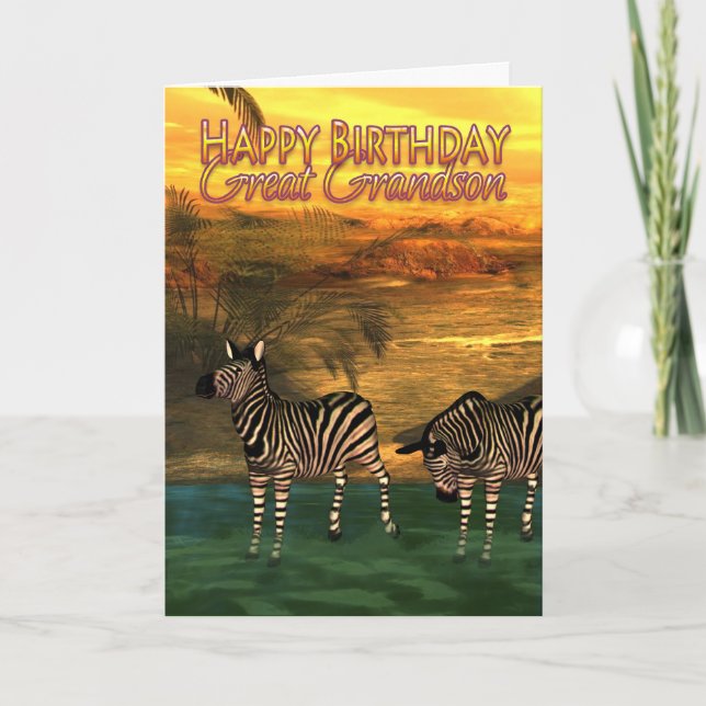 Grande - cebras de la tarjeta de cumpleaños del (Anverso)
