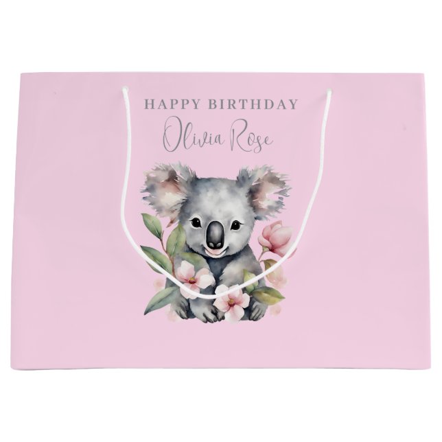 Grande Chicas rosados de Koala Bolsa de regalo de cumplea (Anverso)