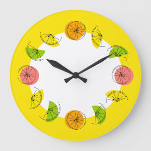 Grande Círculo de cítricos reloj redondo amarillo