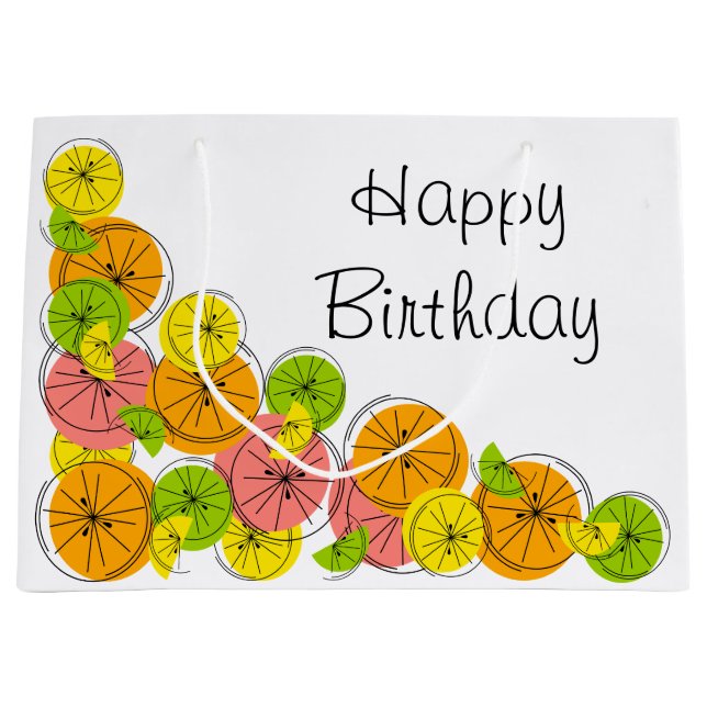 Grande Citrus Corner Feliz cumpleaños bolsa de regalo gra (Anverso)