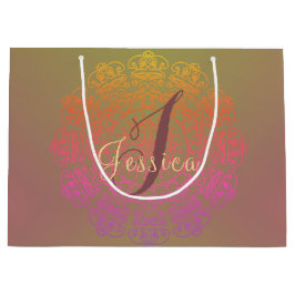 Grande Color de otoño Mandala Monograma Bolsa de regalo