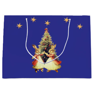GRANDE CONEJITOS DE NAVIDAD BAILANDO CON BOLSA DE REGALO 