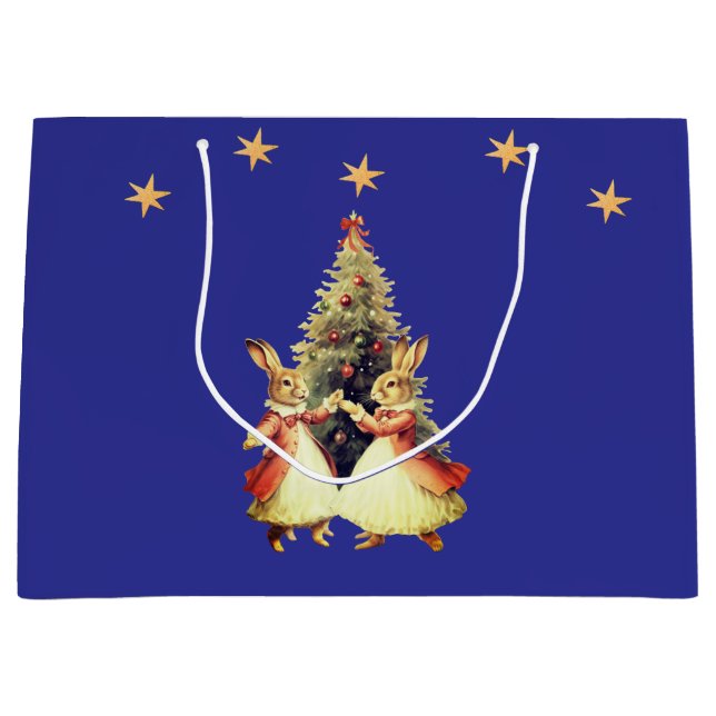 GRANDE CONEJITOS DE NAVIDAD BAILANDO CON BOLSA DE REGALO  (Anverso)