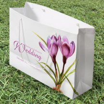 Crocus morado acuarela arte boda bolsa de regalo