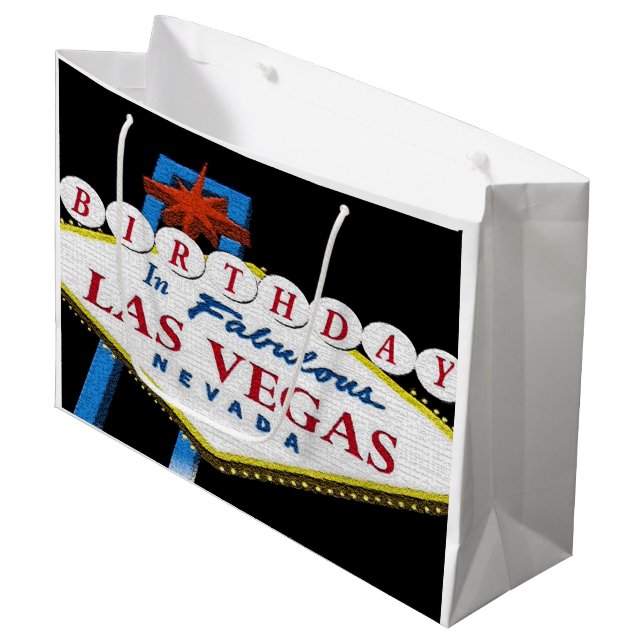 Grande CUMPLEAÑOS EN LAS VEGAS Bolsa de regalo (Angulo Anverso)