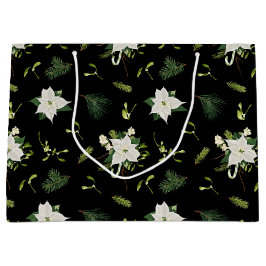 Grande Diseño de Bolsa de Regalo Negra con Floral Verde B