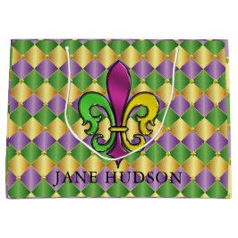 Grande Elegante bolsa de regalo Mardi Gras Fleur De Lis