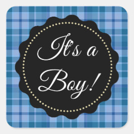 ¡Grande es un chico! Pegatinas de Baby Shower Blue