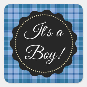 ¡Grande es un chico! Pegatinas de Baby Shower Blue