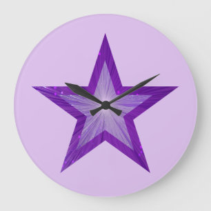 Grande Estrella morada reloj redondo morado pálido