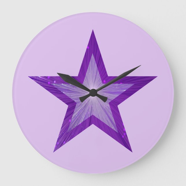 Grande Estrella morada reloj redondo morado pálido (Anverso)