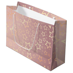 Grande estrellas doradas rosa gran bolsa de regalo