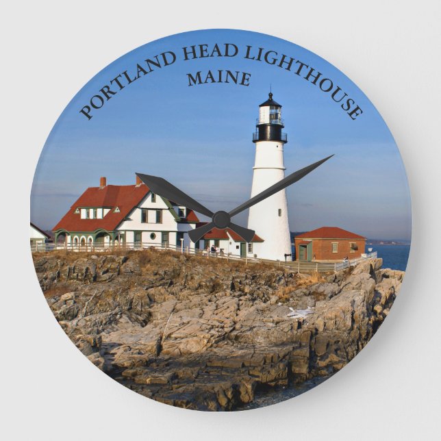 Grande Faro de la cabeza de Portland, reloj redondo Maine (Anverso)