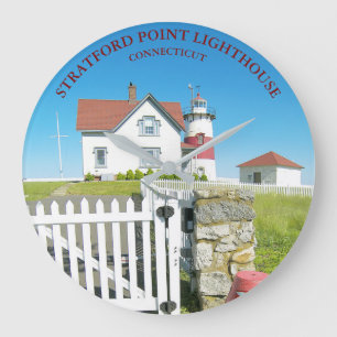 Grande Faro de Stratford Point Connecticut Reloj redondo