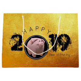 Grande Feliz Año PIg 2019 Original Bolsa de regalo 3D de 
