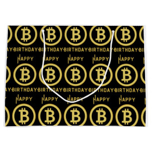 Grande Feliz Cumpleaños Bitcoin Gold Bolsa de Regalo Gran