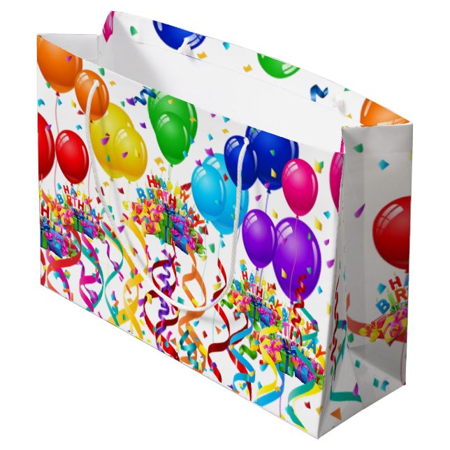 Grande Feliz cumpleaños Bolsa de regalo Globos Confetti (Angulo reverso)