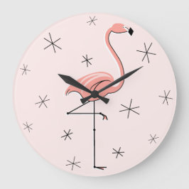 Grande Flamingo Reloj rosa redondo