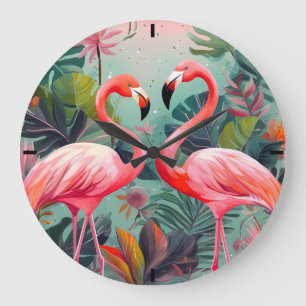 Grande Flamingo rosa Adorable Reloj de acrílico redondo g