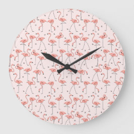 Grande Flamingos Reloj rosa redondo