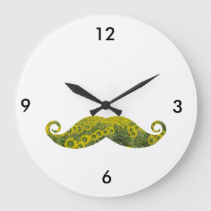 Grande Funny Mustache Floral Redondo (grande) reloj de pa