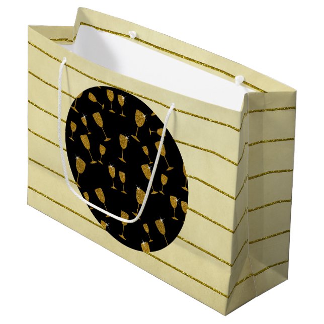 Grande Gafas de champán, bolsa de regalo - grande, brilla (Angulo Anverso)